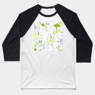 under the sea - white green seamless pattern Baseball T-Shirt